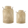 Bloomingville Bambus Laterne mit Glas Madlin 2er