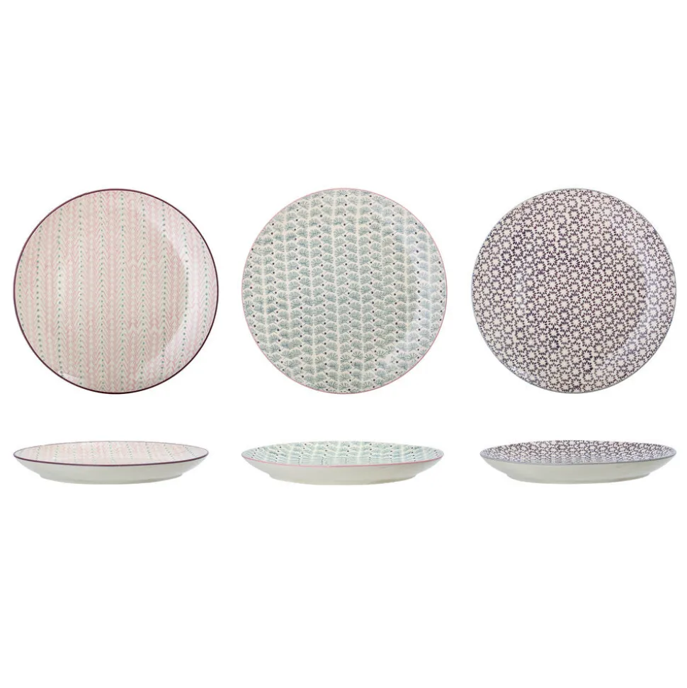 Bloomingville Maya Teller groß, Violett, Steingut 3er-Set