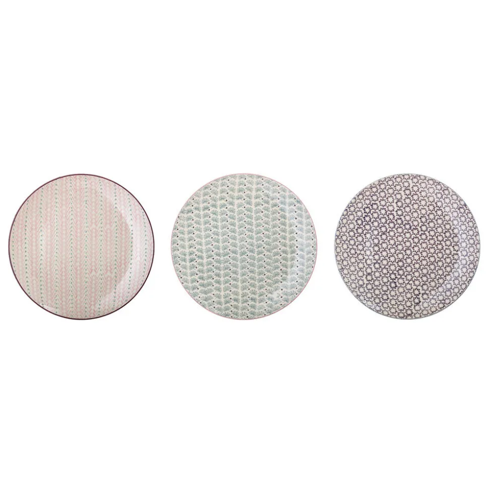 Bloomingville Maya Teller groß, Violett, Steingut 3er-Set
