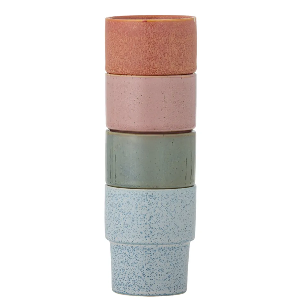 Bloomingville Stapelbarer Steingut Becher Ewan 4er-Set