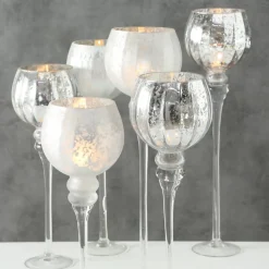 Boltze 3er Set Windlicht Manou silber