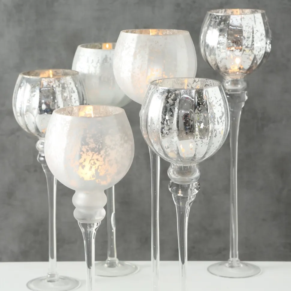 Boltze 3er Set Windlicht Manou silber