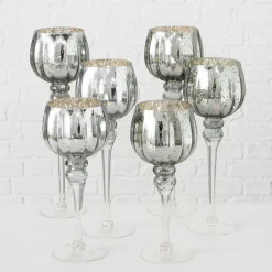 Boltze 3er Set Windlicht Manou silber