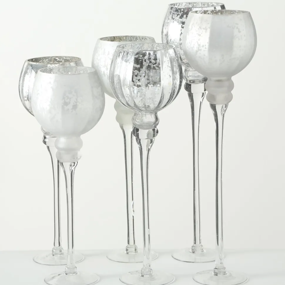 Boltze 3er Set Windlicht Manou silber