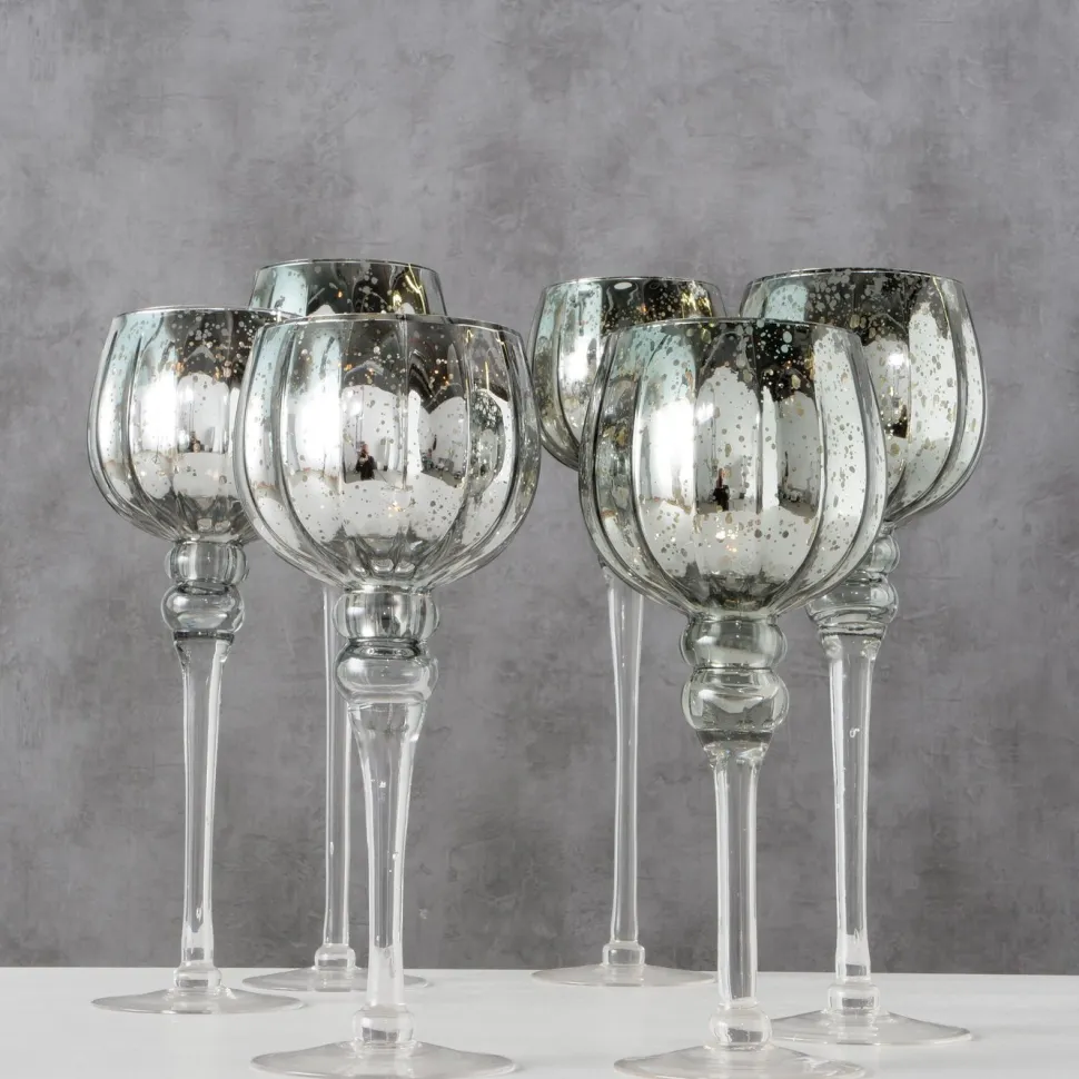Boltze 3er Set Windlicht Manou silber