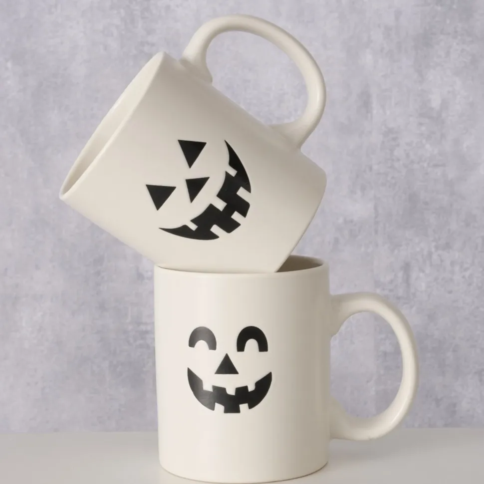 Boltze Halloween Becher Boo, 2er Set aus Keramik