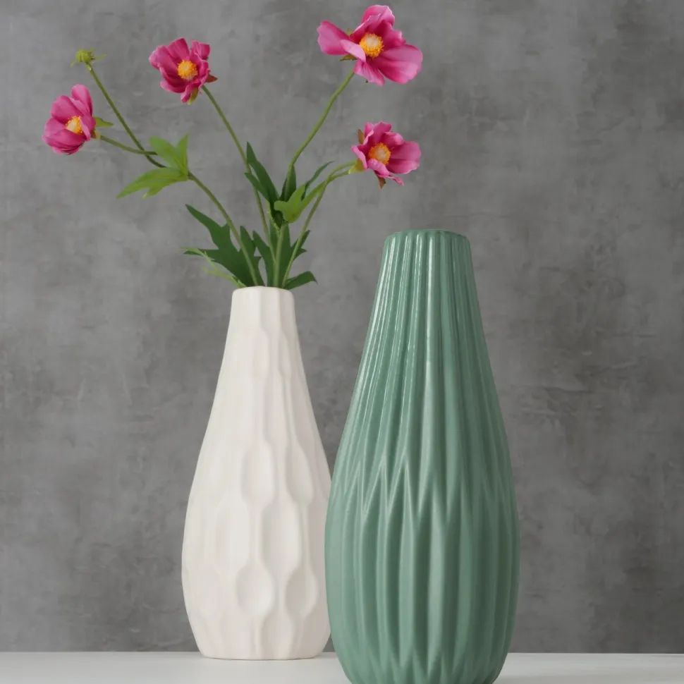 Boltze Hohe Vase Lenja 2er grün