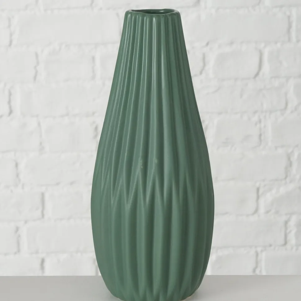 Boltze Hohe Vase Lenja 2er grün