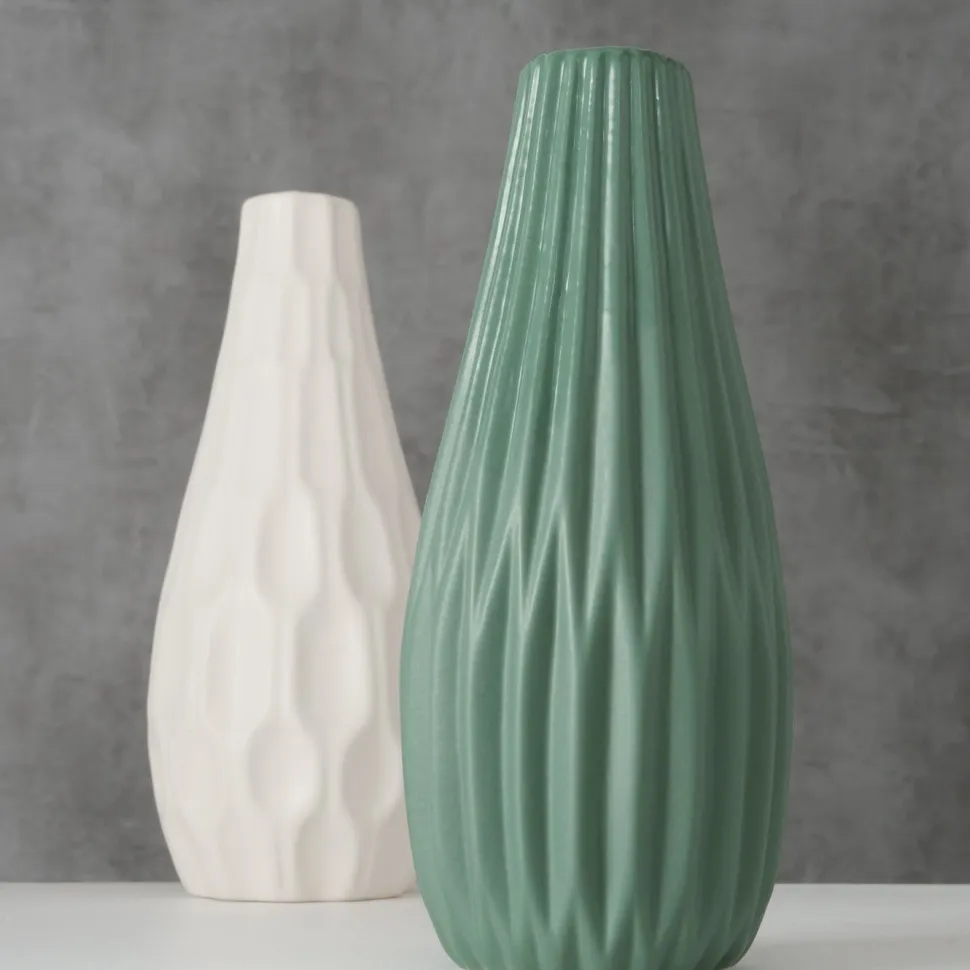 Boltze Hohe Vase Lenja 2er grün