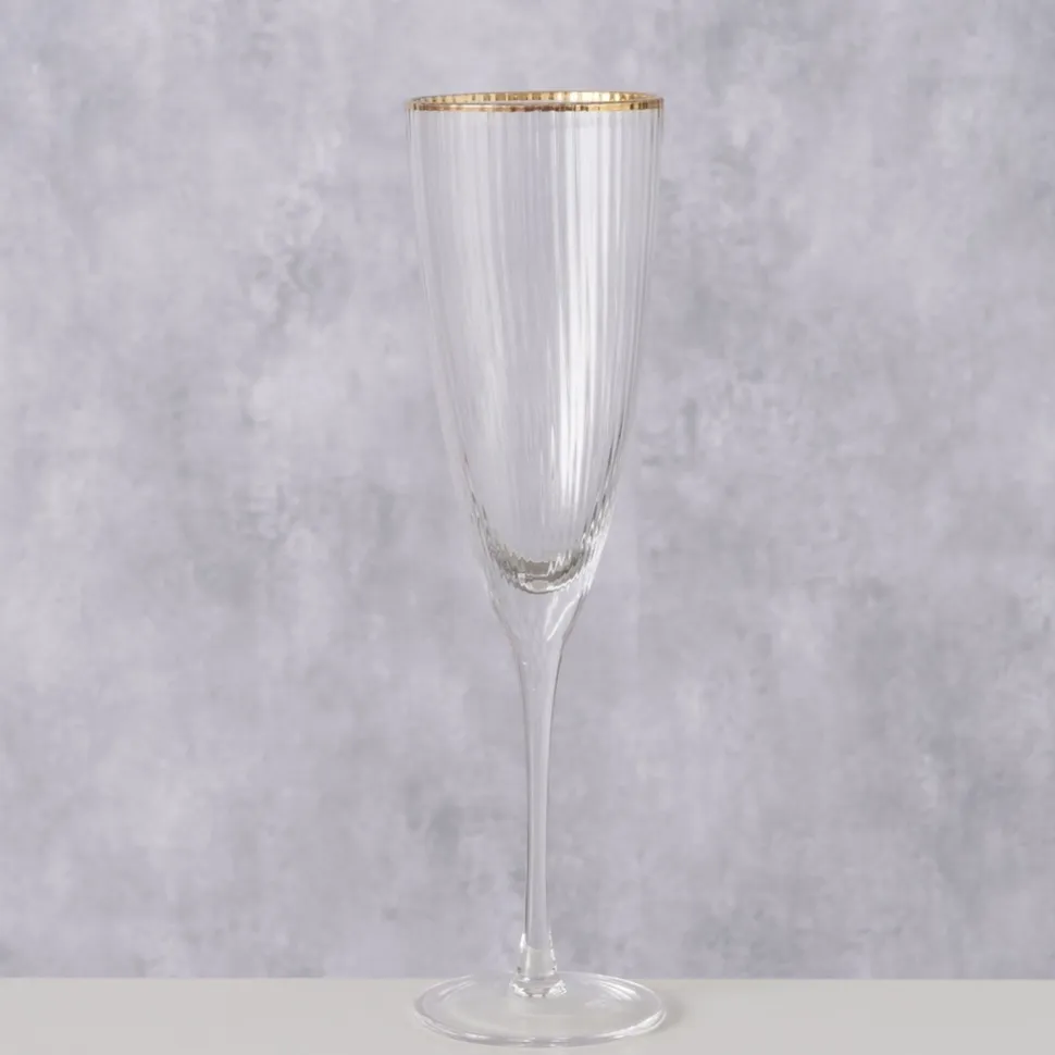 Boltze Sektglas Sofia lang mit Goldrand