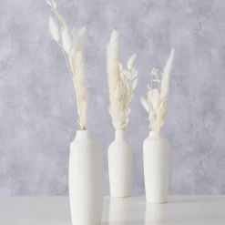 Boltze Vase Bianca mit Samtgras 3er