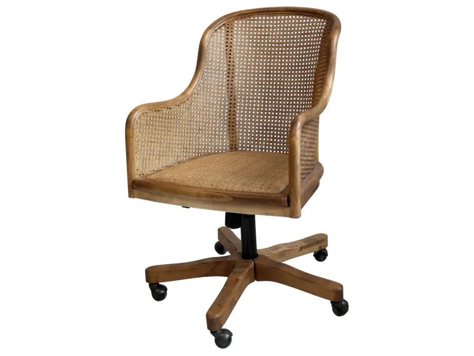 Chic Antique Altfranzösischer Bürostuhl mit Rattan