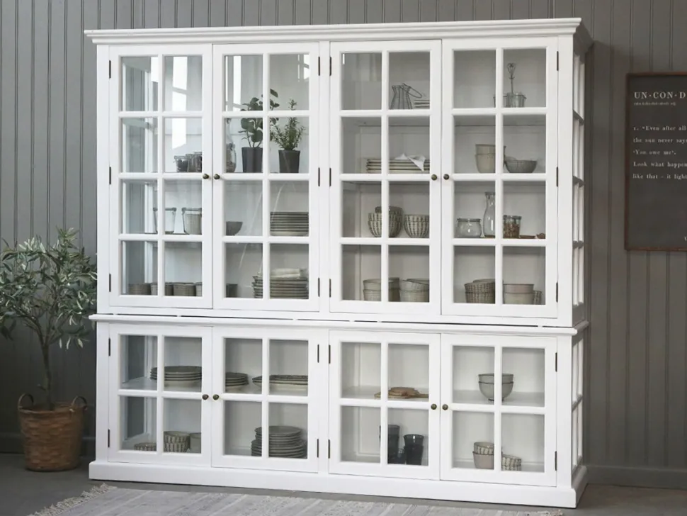 Chic Antique antiker Vitrinenschrank Marseille 8 Türen