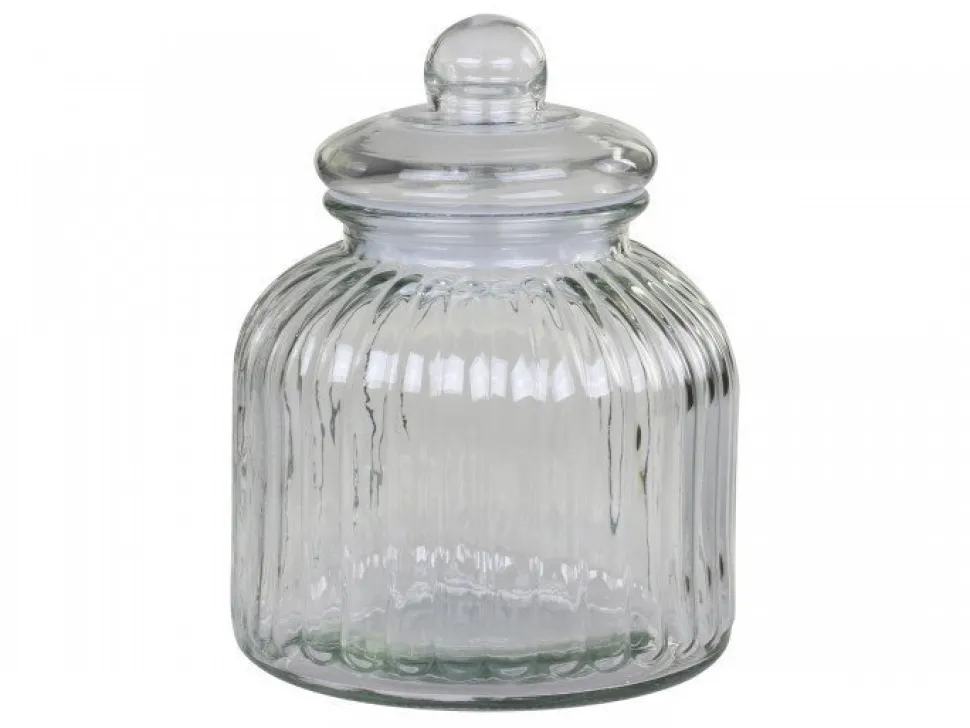 Chic Antique Aufbewahrungsglas mit Rillen und Glasdeckel