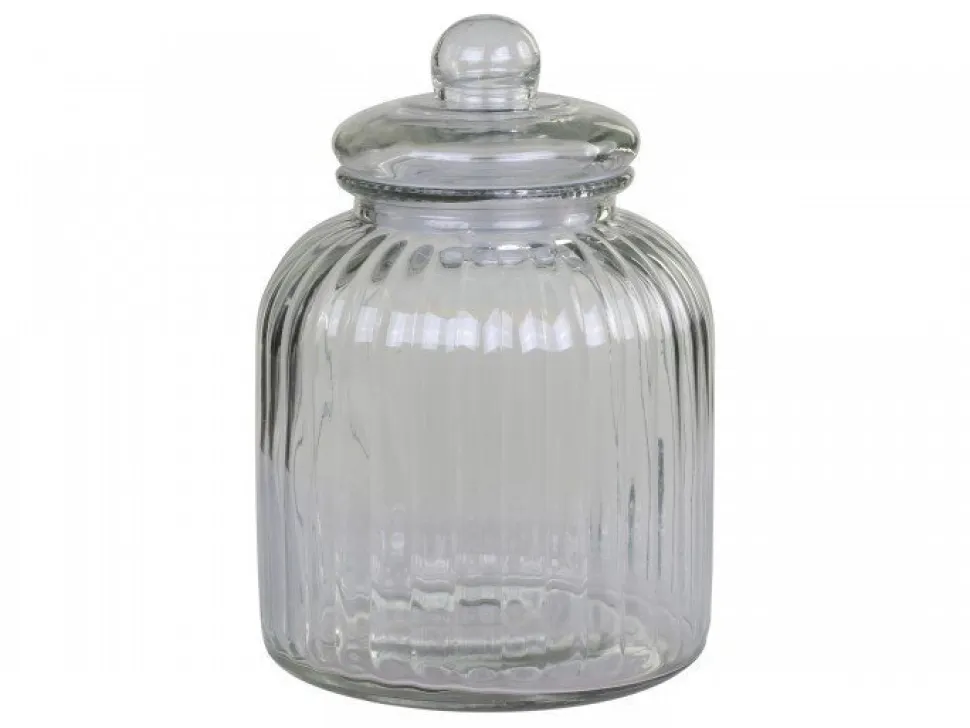 Chic Antique Aufbewahrungsglas mit Rillen und Glasdeckel