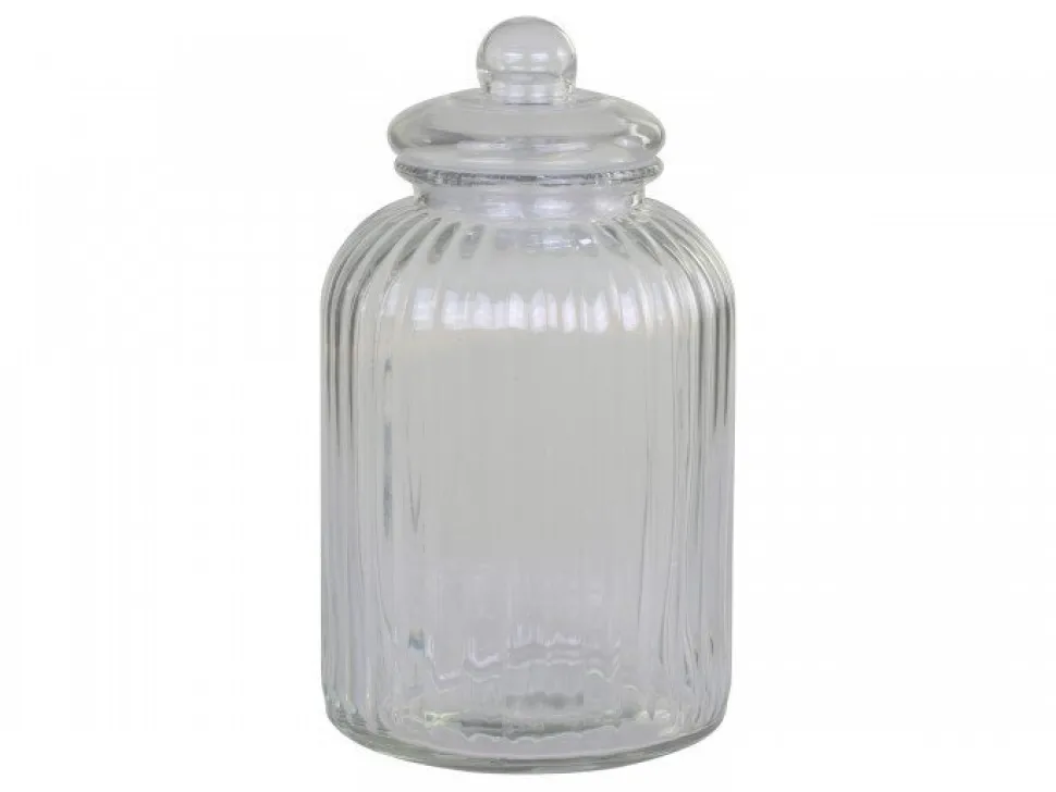 Chic Antique Aufbewahrungsglas mit Rillen und Glasdeckel