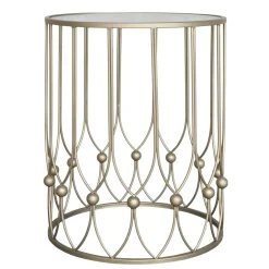 Chic Antique Beistelltisch mit Runder Glasplatte