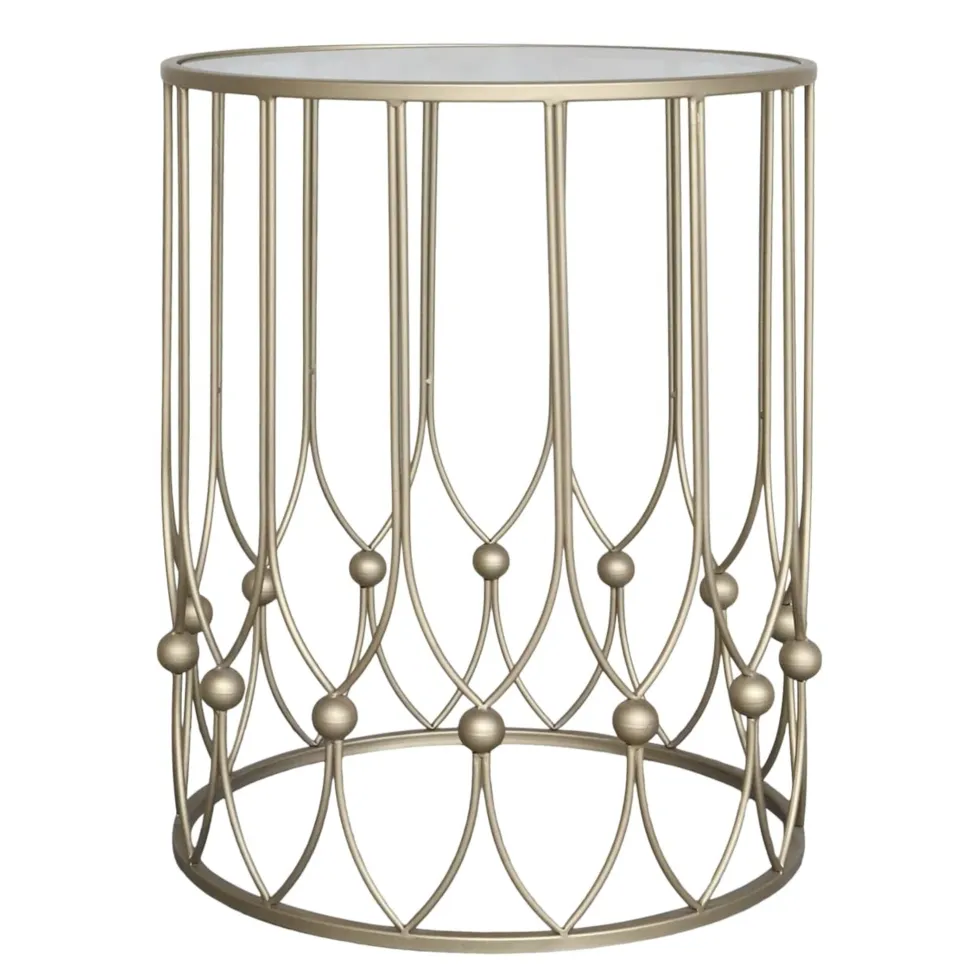 Chic Antique Beistelltisch mit Runder Glasplatte