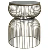 Chic Antique Beistelltisch mit Glasplatte mit Messing Finish
