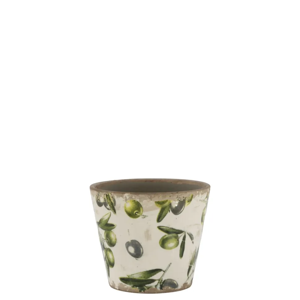 Chic Antique Übertopf Olive mit Olivenmuster
