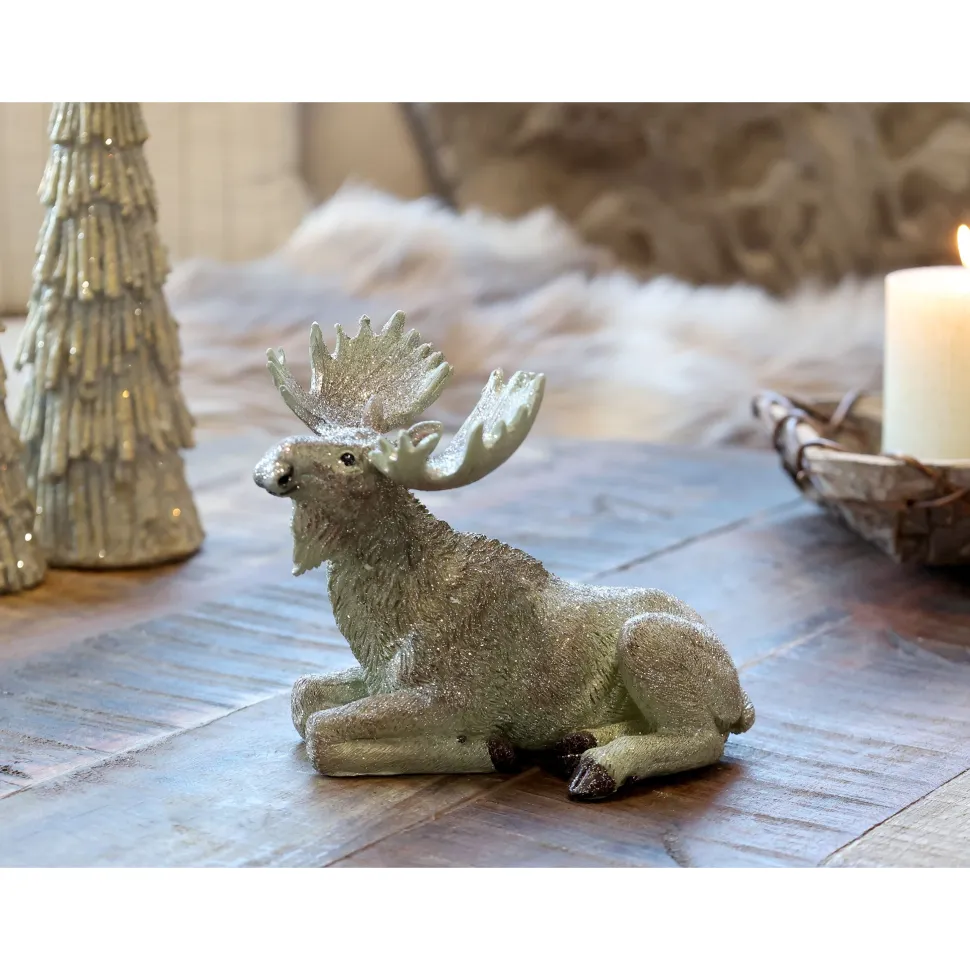 Chic Antique Deko Elch Aufsteller mit Glitzer