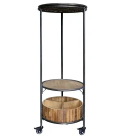 Chic Antique Display auf Rädern mit 3 Regalen und 3 Holzkisten