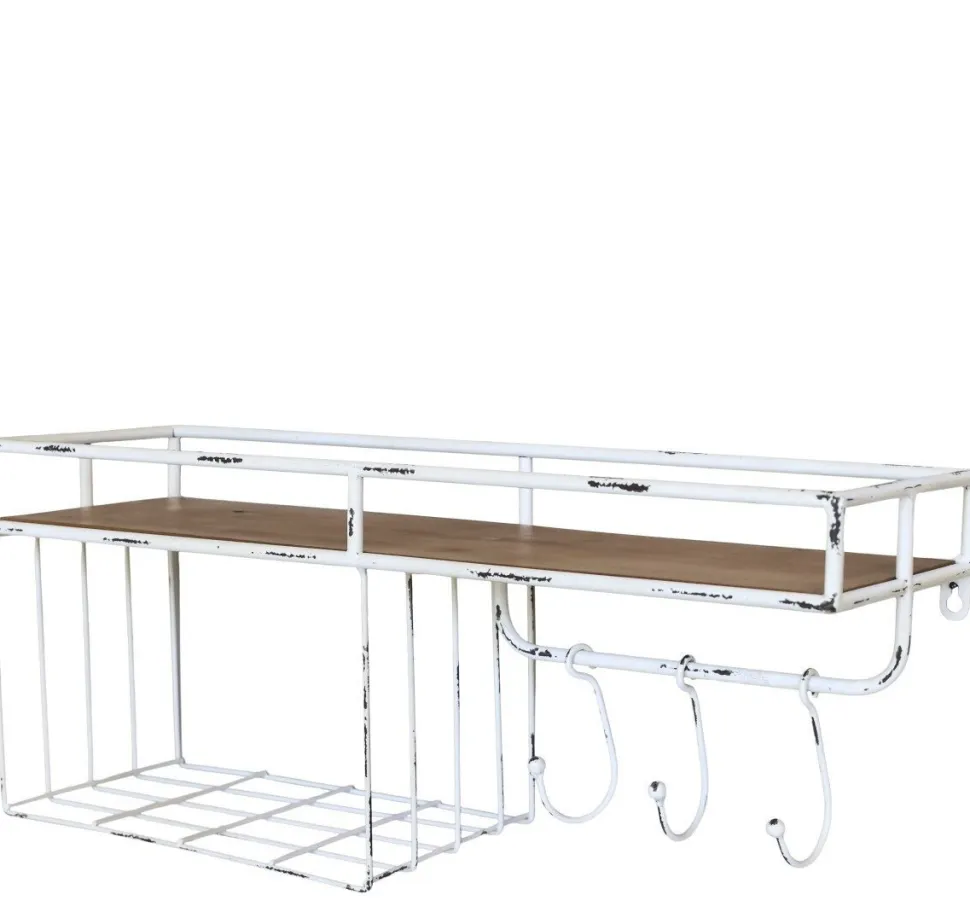 Chic Antique Eisen Regalbrett mit Haken