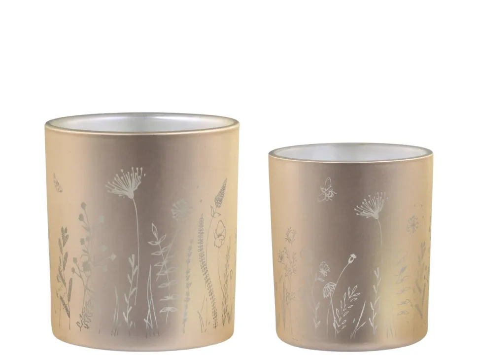 Chic Antique 2er Set Teelichthalter mit Blumen