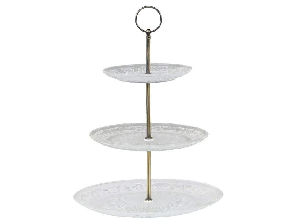Chic Antique Etagere mit 3 Glastellern