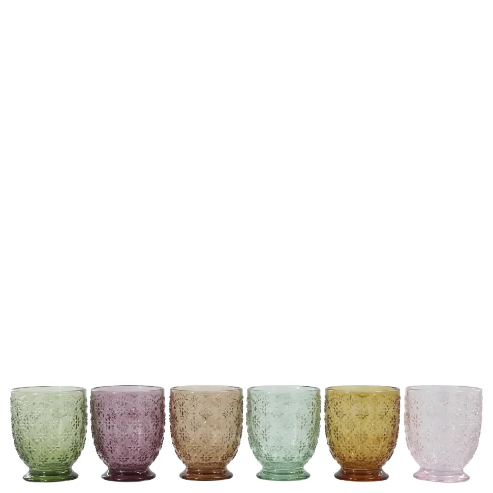Chic Antique Farbige Trinkgläser Saint-Émilion mit Muster im 6er Set