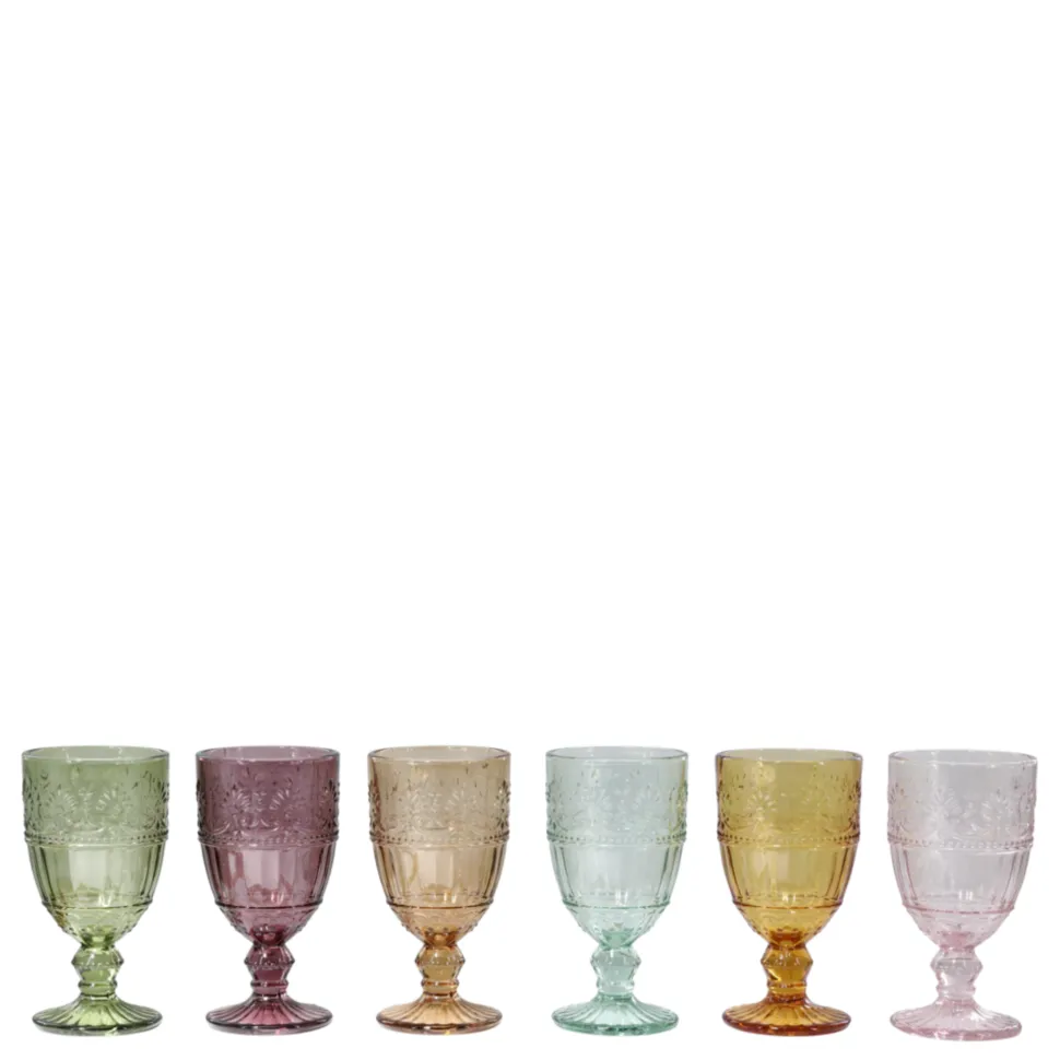 Chic Antique Farbige Weingläser Saint-Émilion mit Muster 6er