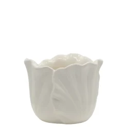 Chic Antique Fayence Blumentopf mit Blätter