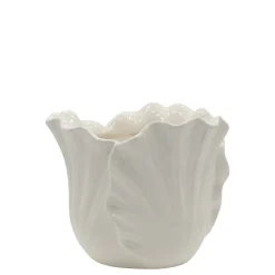 Chic Antique Fayence Blumentopf mit Blätter