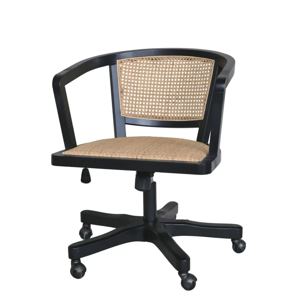 Chic Antique Französischer Bürostuhl mit Geflechtsitz