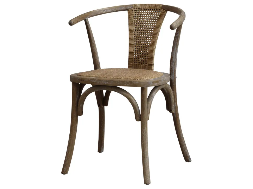 Chic Antique Französischer Essstuhl Flechtsitz
