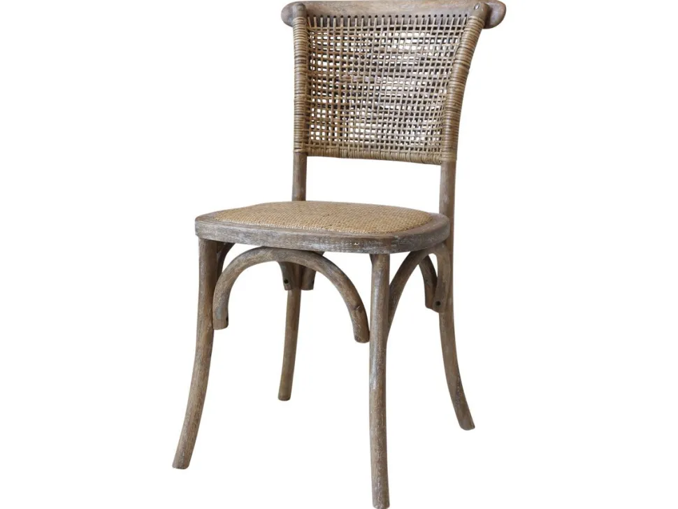 Chic Antique Französischer Stuhl mit Geflechtsitz und Rücken