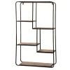 Chic Antique Französisches Metall Regal mit Holzablagen