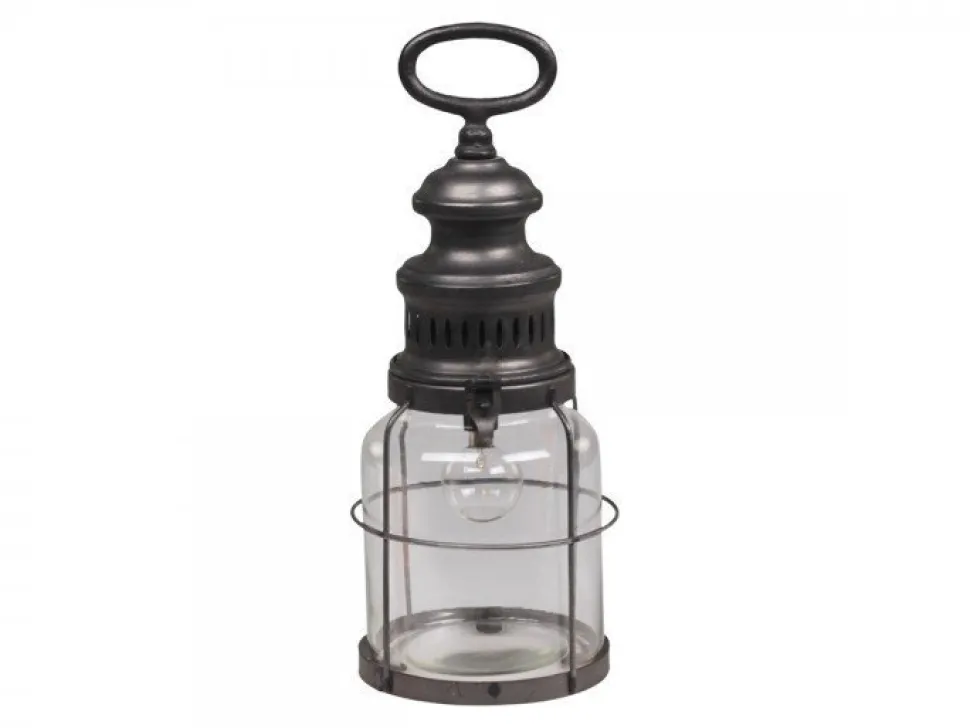 Chic Antique Französische Stalllaterne mit Timer inklusive Glühbirne