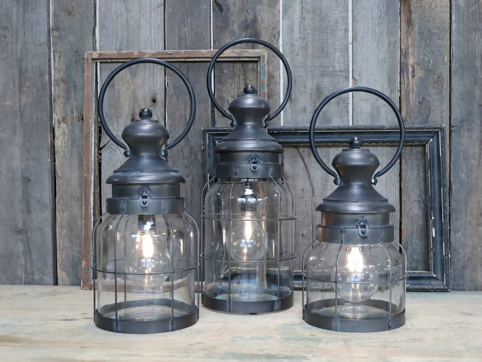 Chic Antique Franz. Stalllaterne mit Timer