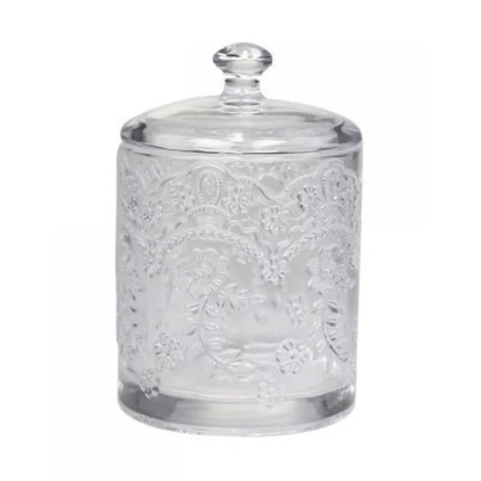 Chic Antique Glas Behälter mit Muster und Deckel