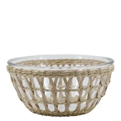 Chic Antique Glasschüssel mit Flechtkorb