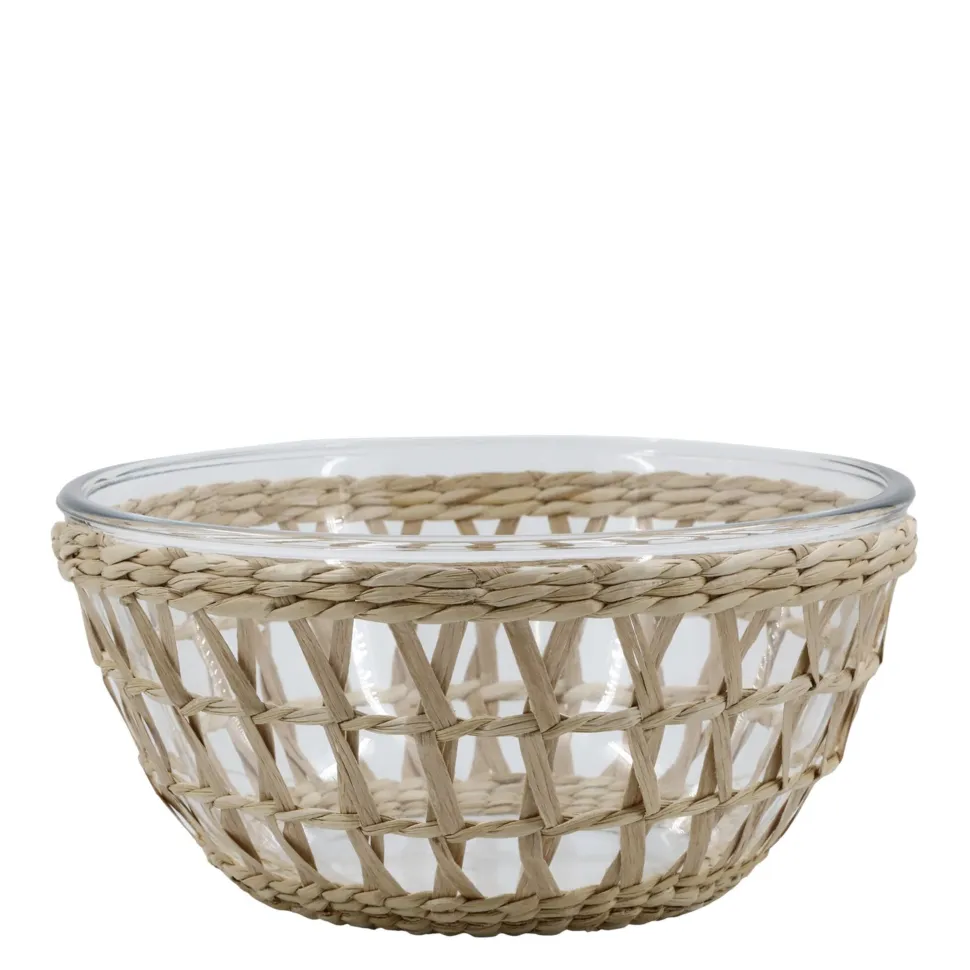 Chic Antique Glasschüssel mit Flechtkorb