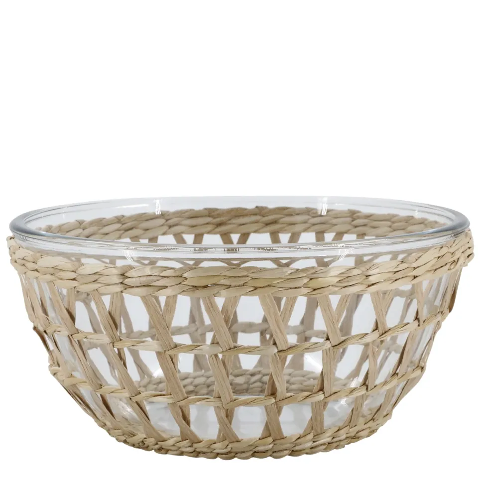Chic Antique Glasschüssel mit Flechtkorb