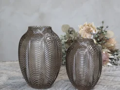 Chic Antique Glasvase mit Blattmuster