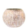 Chic Antique Hurricane Windlicht Gold mit Blattmuster