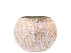 Chic Antique Hurricane Windlicht Gold mit Blattmuster