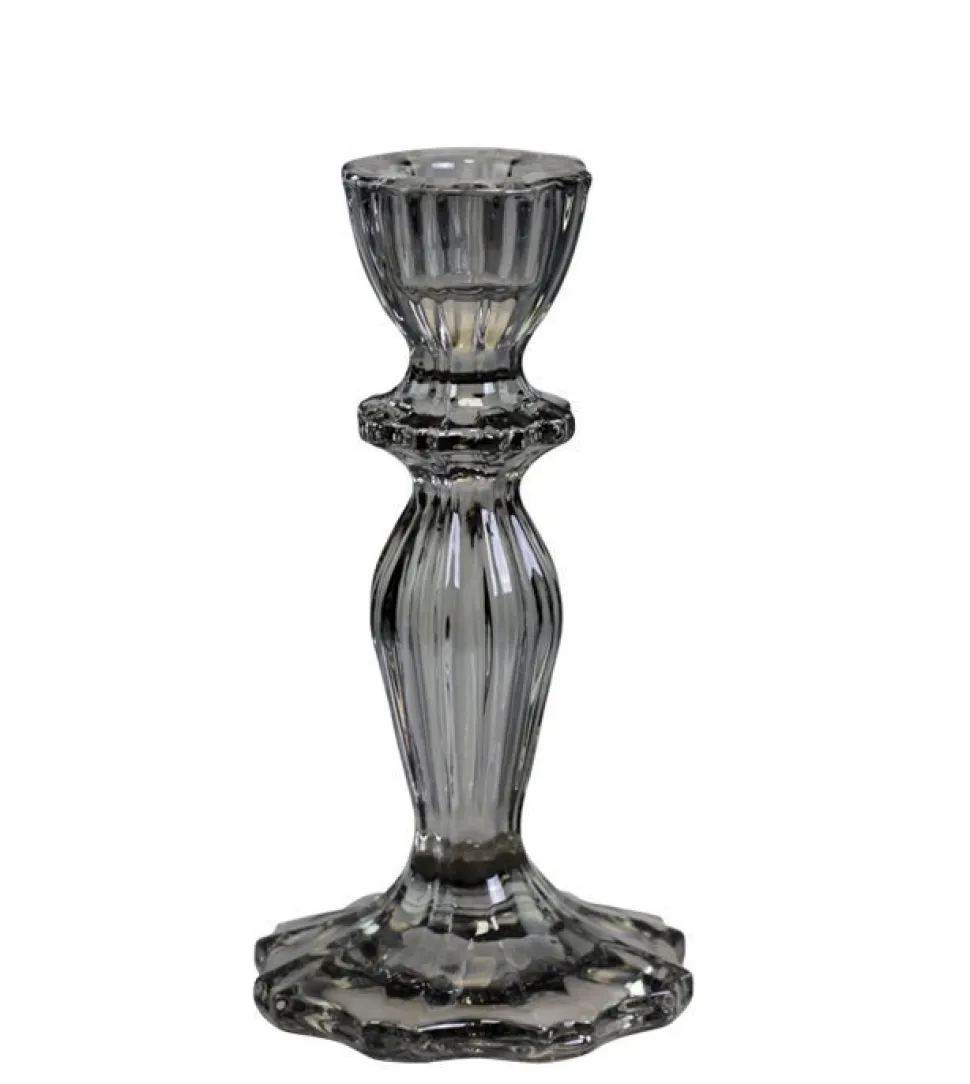 Chic Antique Kerzenständer aus Glas mit Spitzenkante