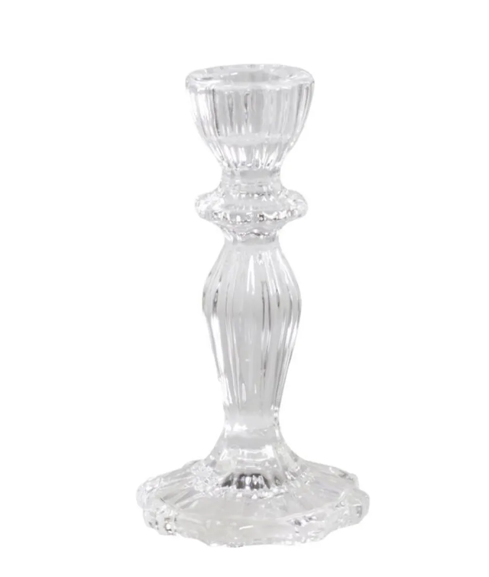 Chic Antique Kerzenständer aus Glas mit Spitzenkante
