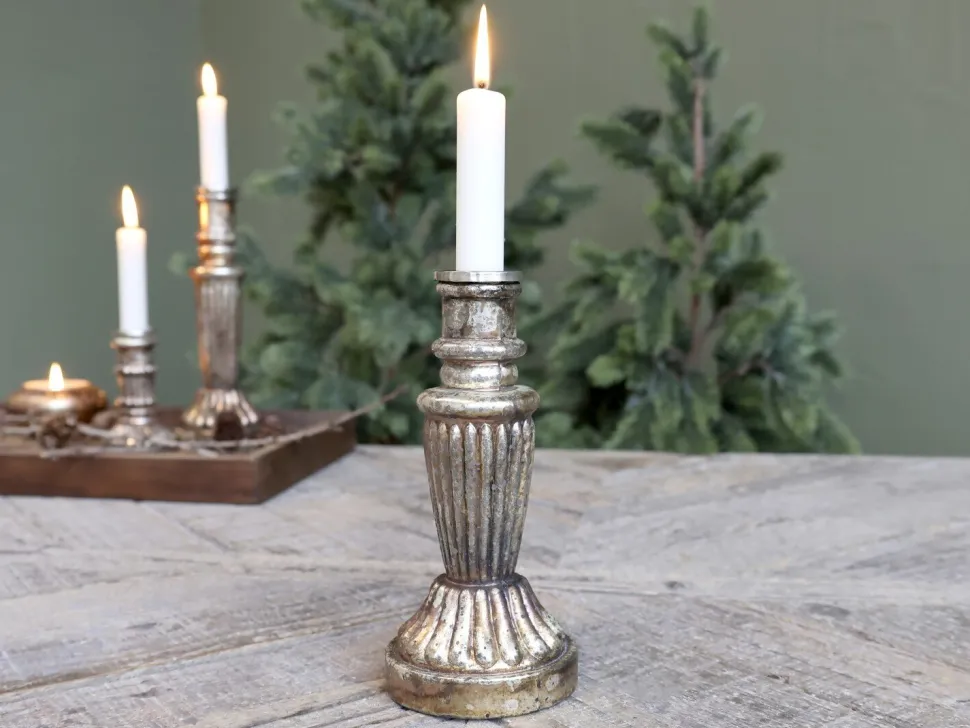 Chic Antique Kerzenständer Glas antique Kupfer