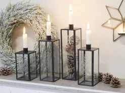 Chic Antique Kerzenständer Glas und Metall mit Schliff
